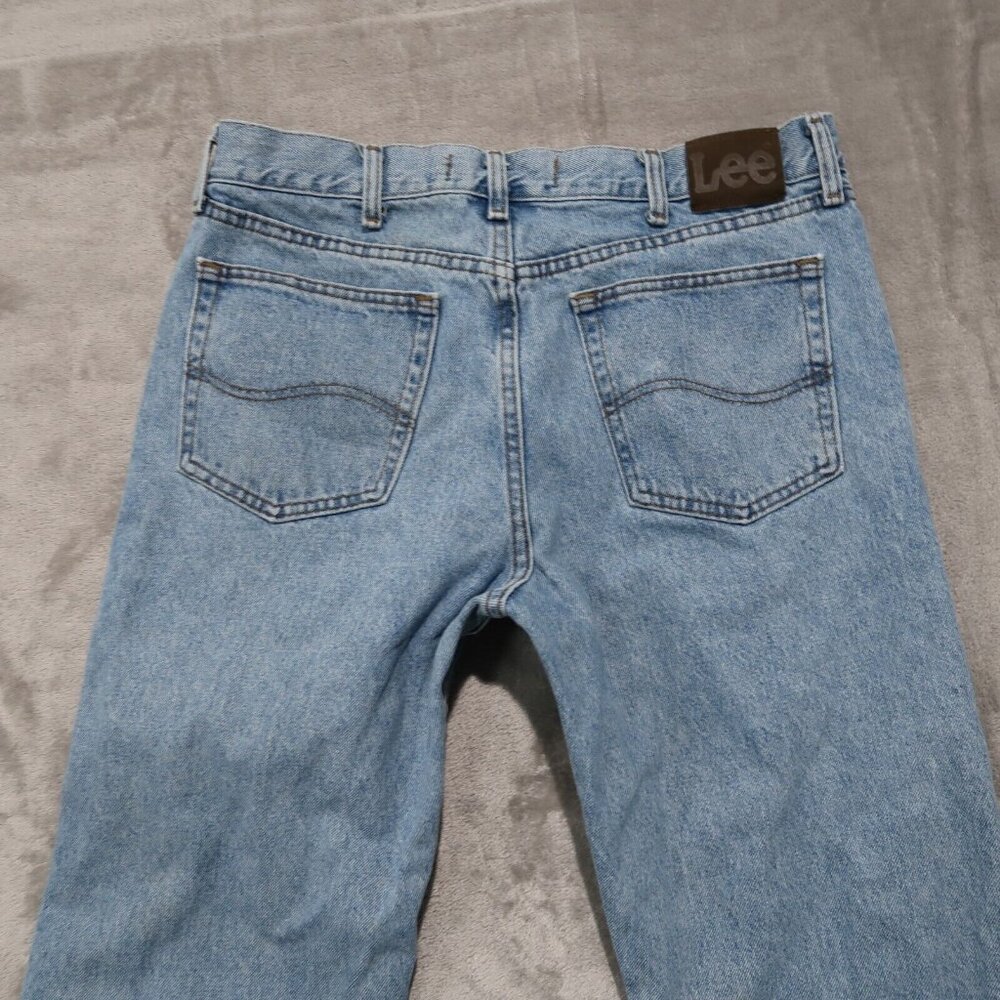 Lee Jeans Mens 36x32 Blue Straight Leg Regular Fit Light Wash Rancher Workwear - Picture 3 of 16